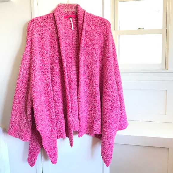 FREE PEOPLE BFF Cardigan Oversized Sweater Prickly Pear Pink Women’s Size Medium - Picture 2 of 16